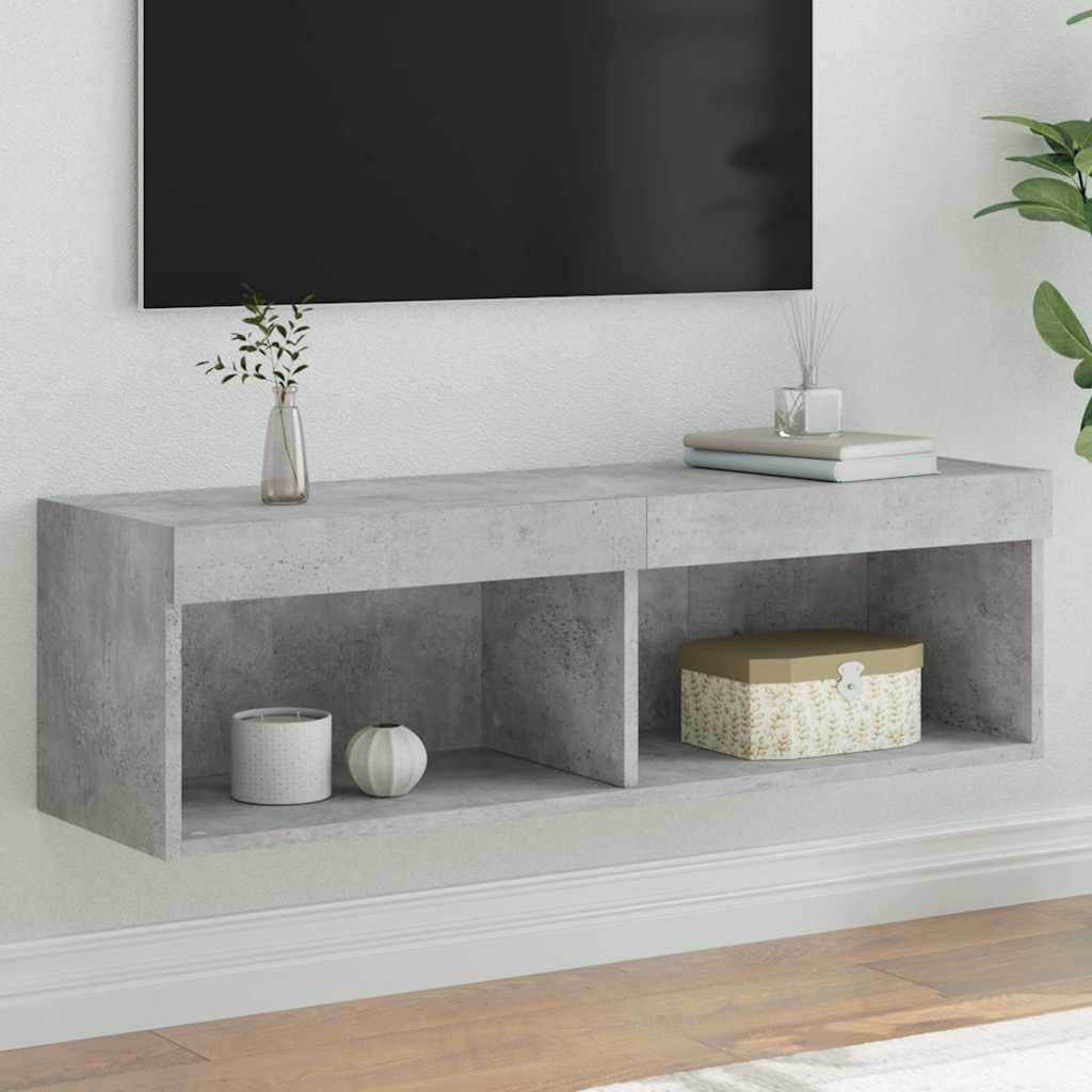 TV-Schrank mit LED-Leuchten Betongrau 100x30x30 cm