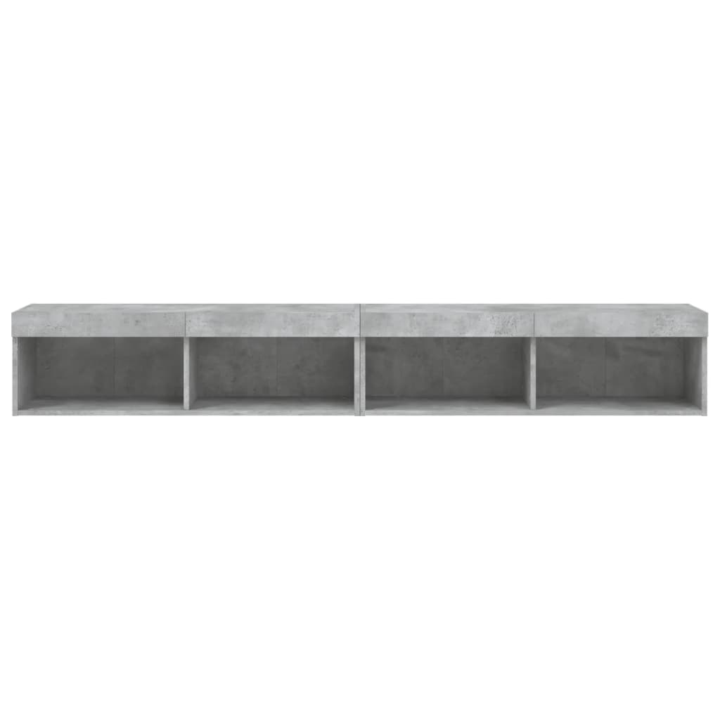 TV-Schränke mit LED-Leuchten 2 Stk. Betongrau 100x30x30 cm