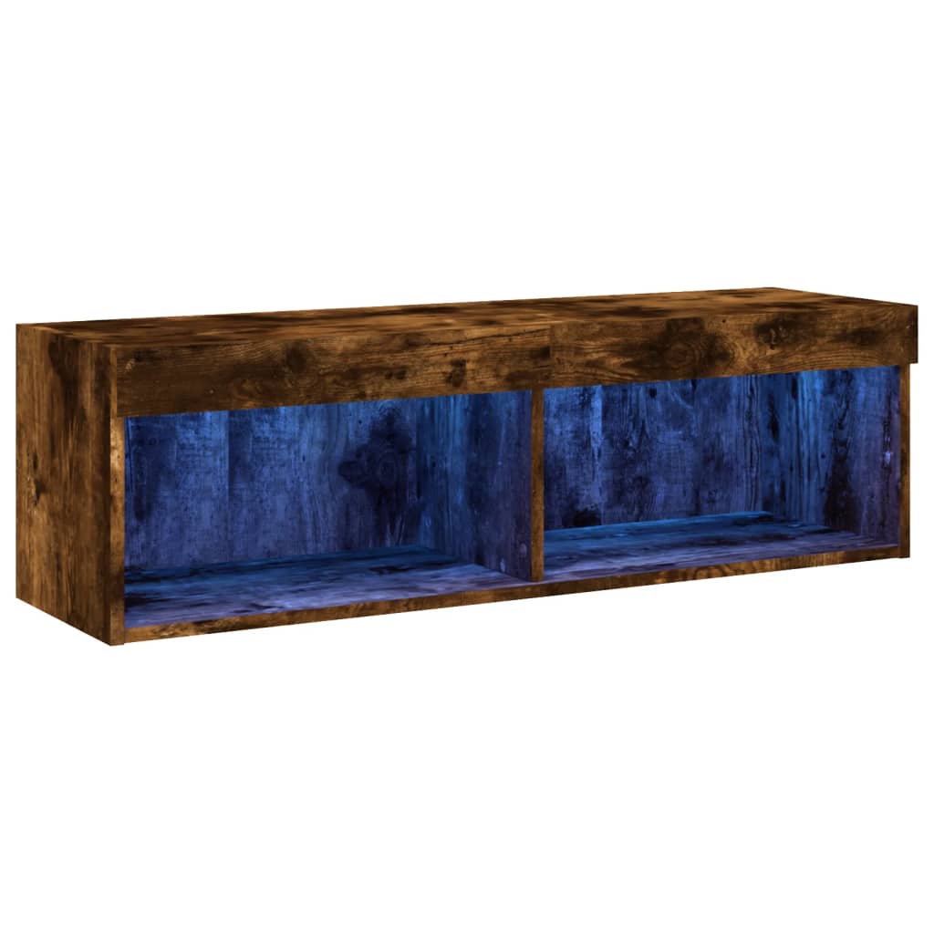 TV-Schrank mit LED-Leuchten Räuchereiche 100x30x30 cm