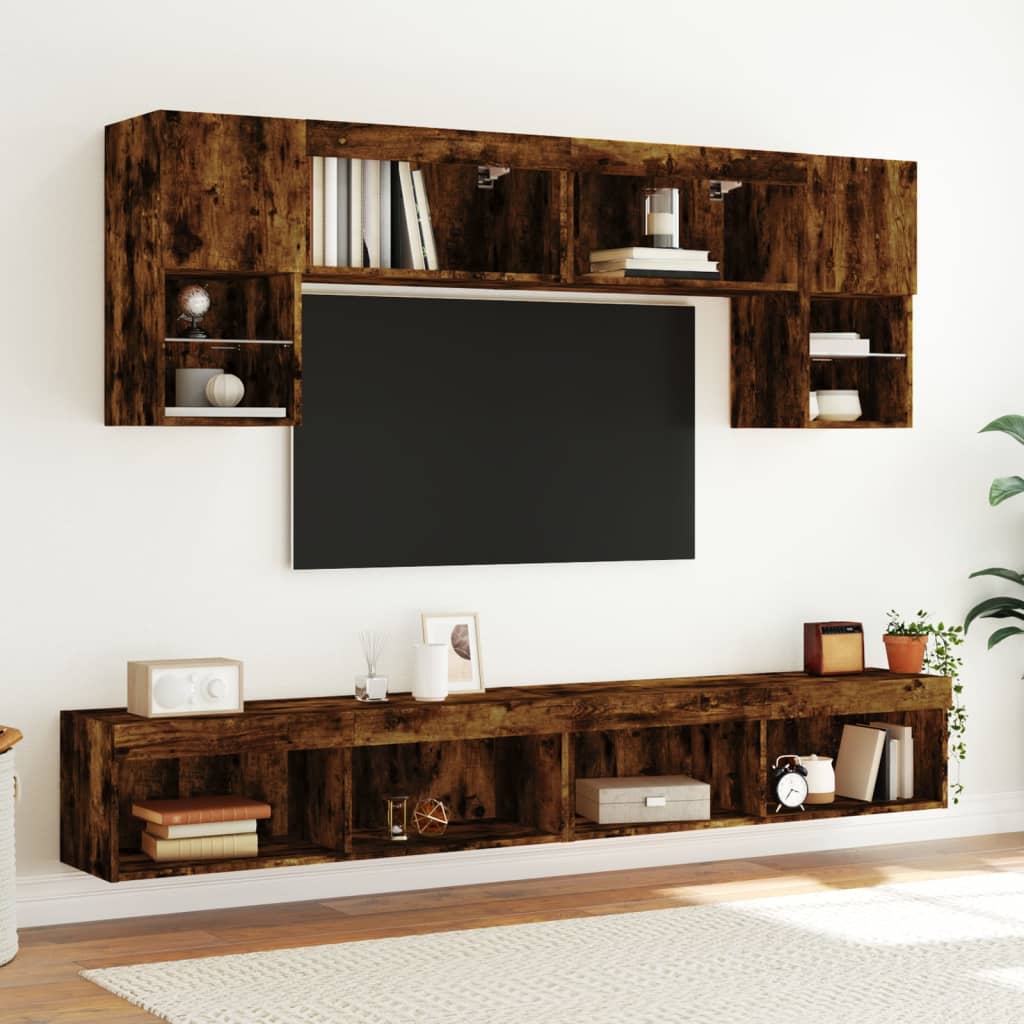 TV-Schrank mit LED-Leuchten Räuchereiche 100x30x30 cm