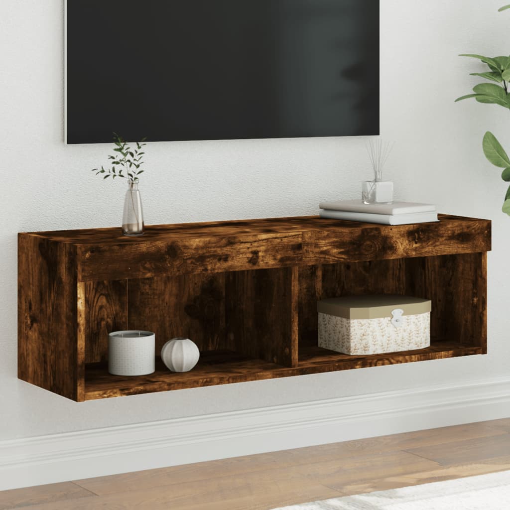 TV-Schrank mit LED-Leuchten Räuchereiche 100x30x30 cm