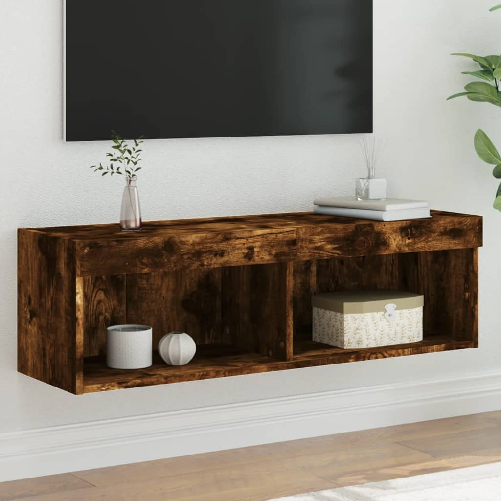 TV-Schrank mit LED-Leuchten Räuchereiche 100x30x30 cm