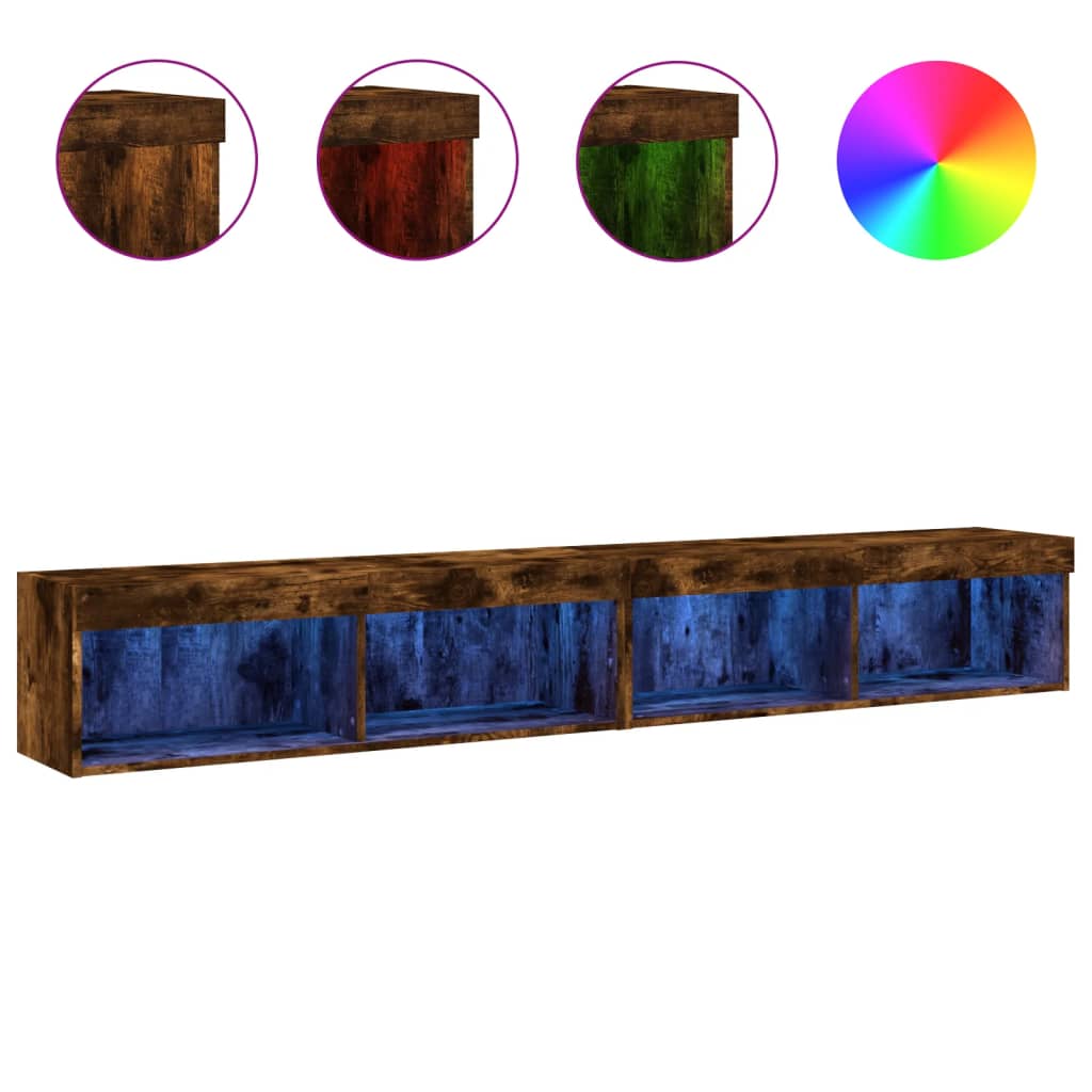 TV-Schränke mit LED-Leuchten 2 Stk. Räuchereiche 100x30x30 cm