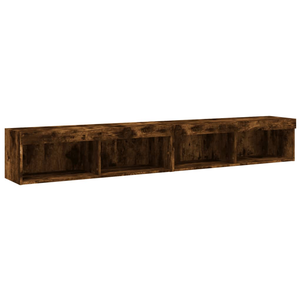 TV-Schränke mit LED-Leuchten 2 Stk. Räuchereiche 100x30x30 cm