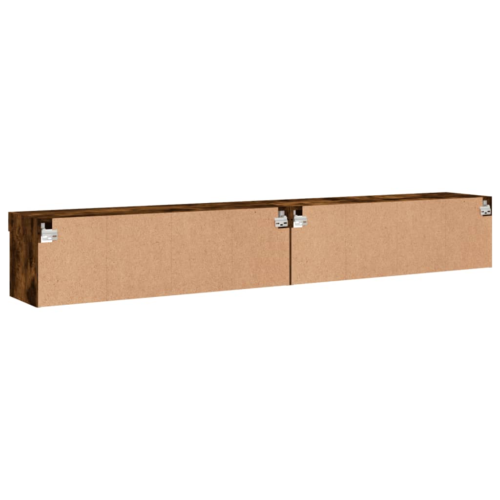 TV-Schränke mit LED-Leuchten 2 Stk. Räuchereiche 100x30x30 cm
