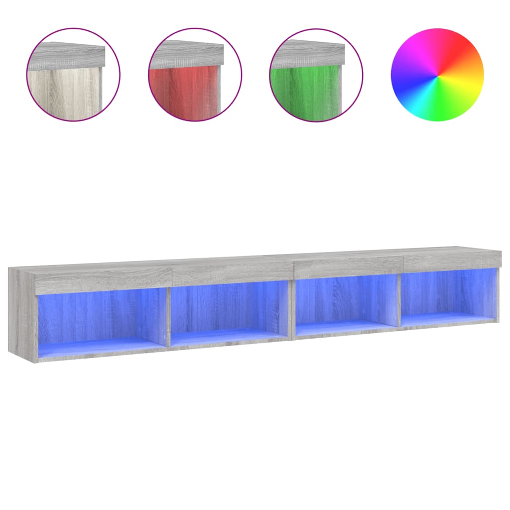 TV-Schränke mit LED-Leuchten 2 Stk. Grau Sonoma 100x30x30 cm