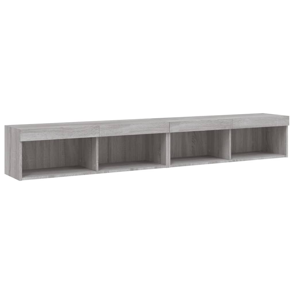 TV-Schränke mit LED-Leuchten 2 Stk. Grau Sonoma 100x30x30 cm