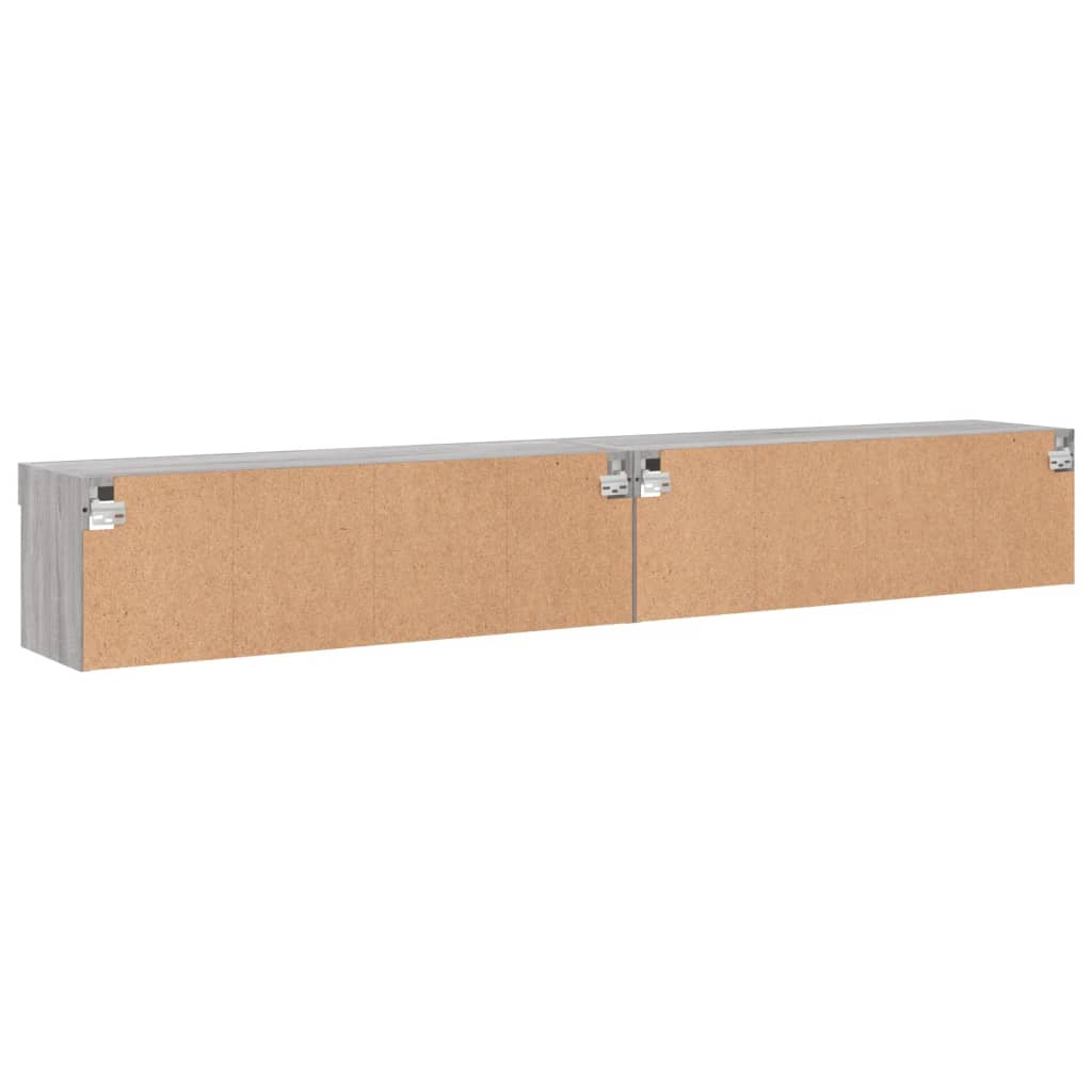 TV-Schränke mit LED-Leuchten 2 Stk. Grau Sonoma 100x30x30 cm