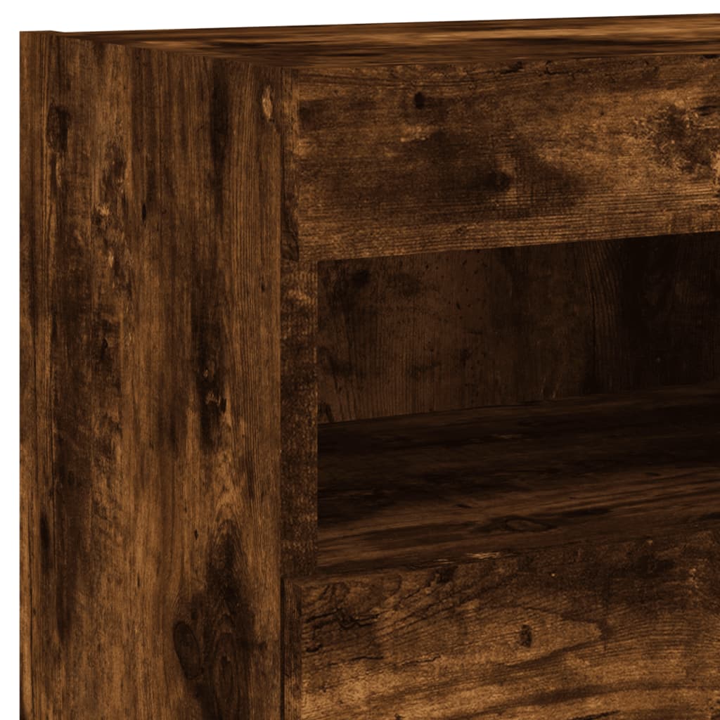 TV-Wandschrank mit LED-Leuchten Räuchereiche 40x30x40 cm