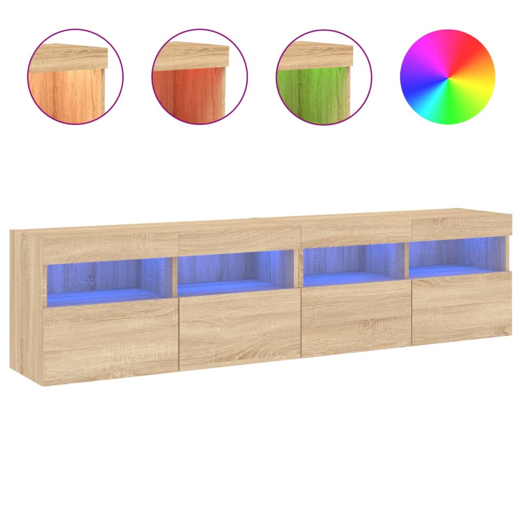 TV-Wandschränke mit LED-Leuchten 2 Stk. Sonoma-Eiche 80x30x40cm