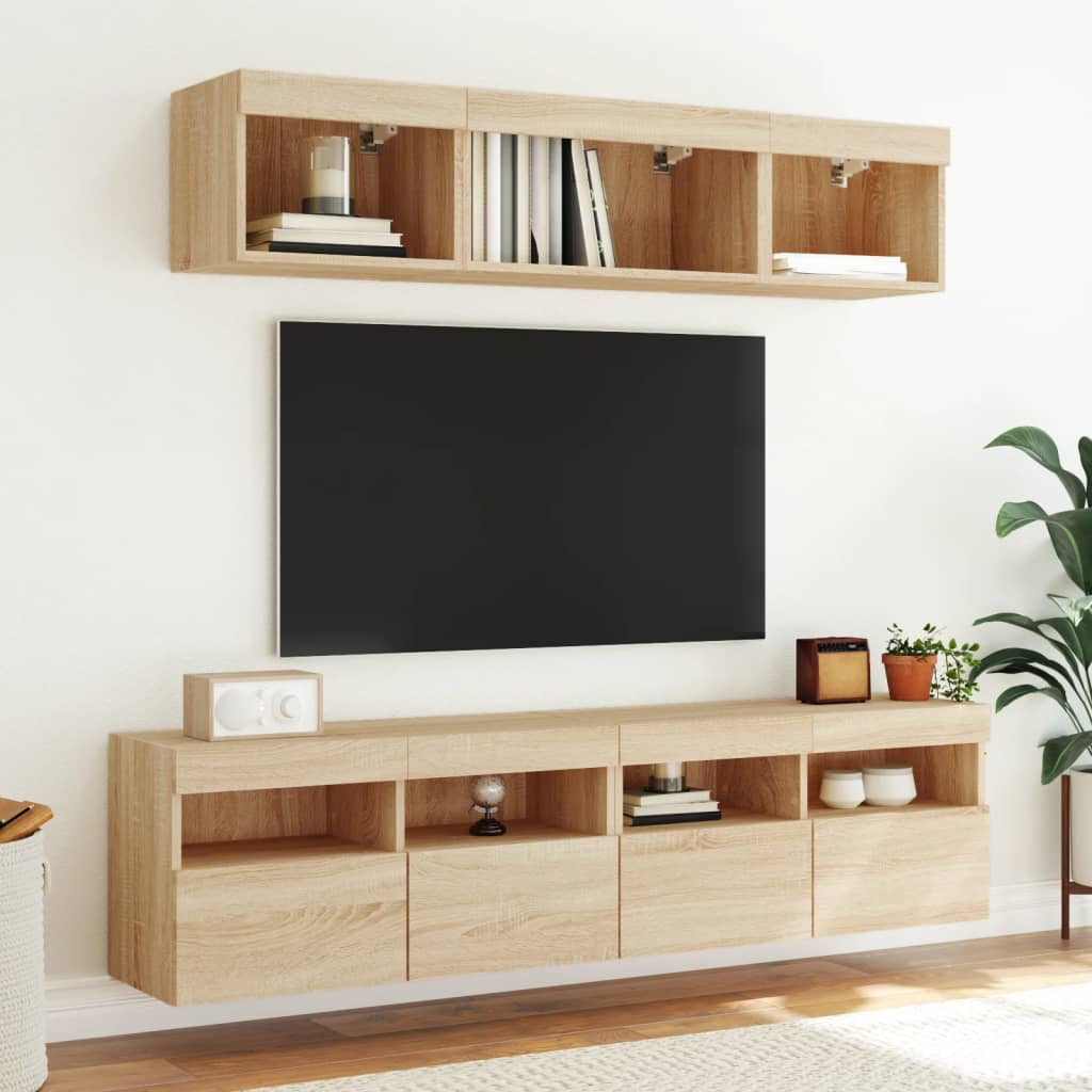 TV-Wandschränke mit LED-Leuchten 2 Stk. Sonoma-Eiche 80x30x40cm