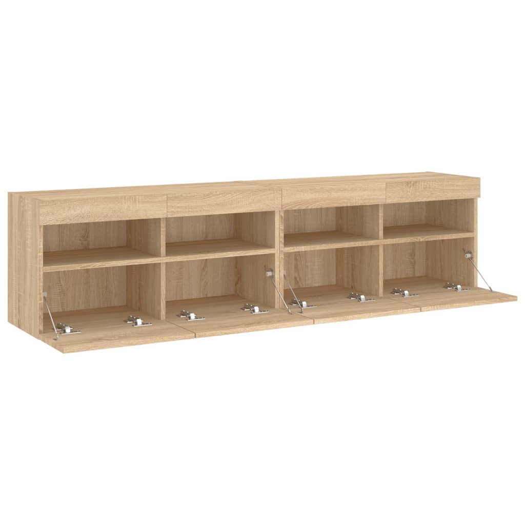 TV-Wandschränke mit LED-Leuchten 2 Stk. Sonoma-Eiche 80x30x40cm