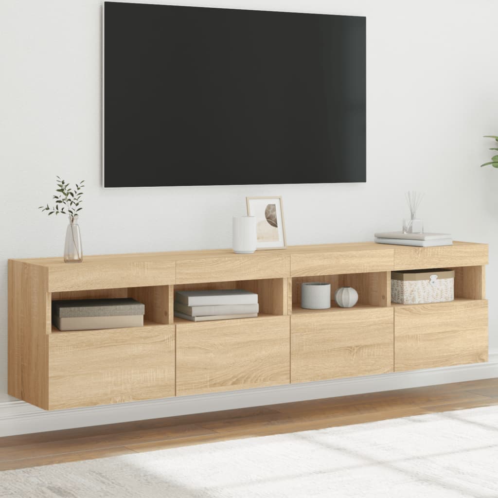 TV-Wandschränke mit LED-Leuchten 2 Stk. Sonoma-Eiche 80x30x40cm