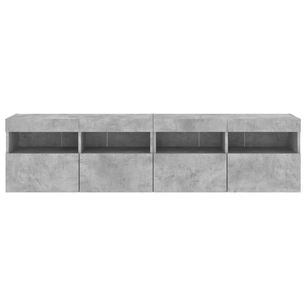 TV-Wandschränke mit LED-Leuchten 2 Stk. Betongrau 80x30x40 cm