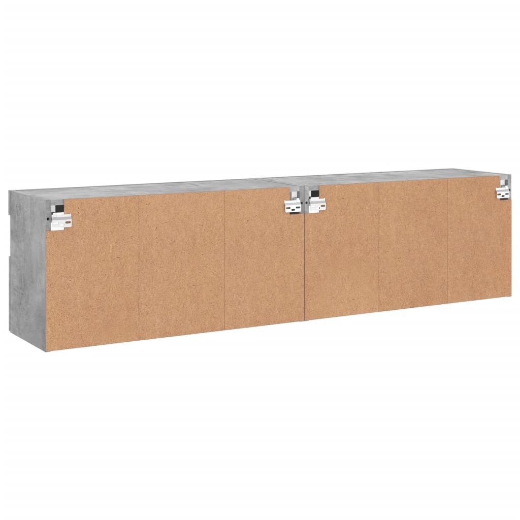 TV-Wandschränke mit LED-Leuchten 2 Stk. Betongrau 80x30x40 cm