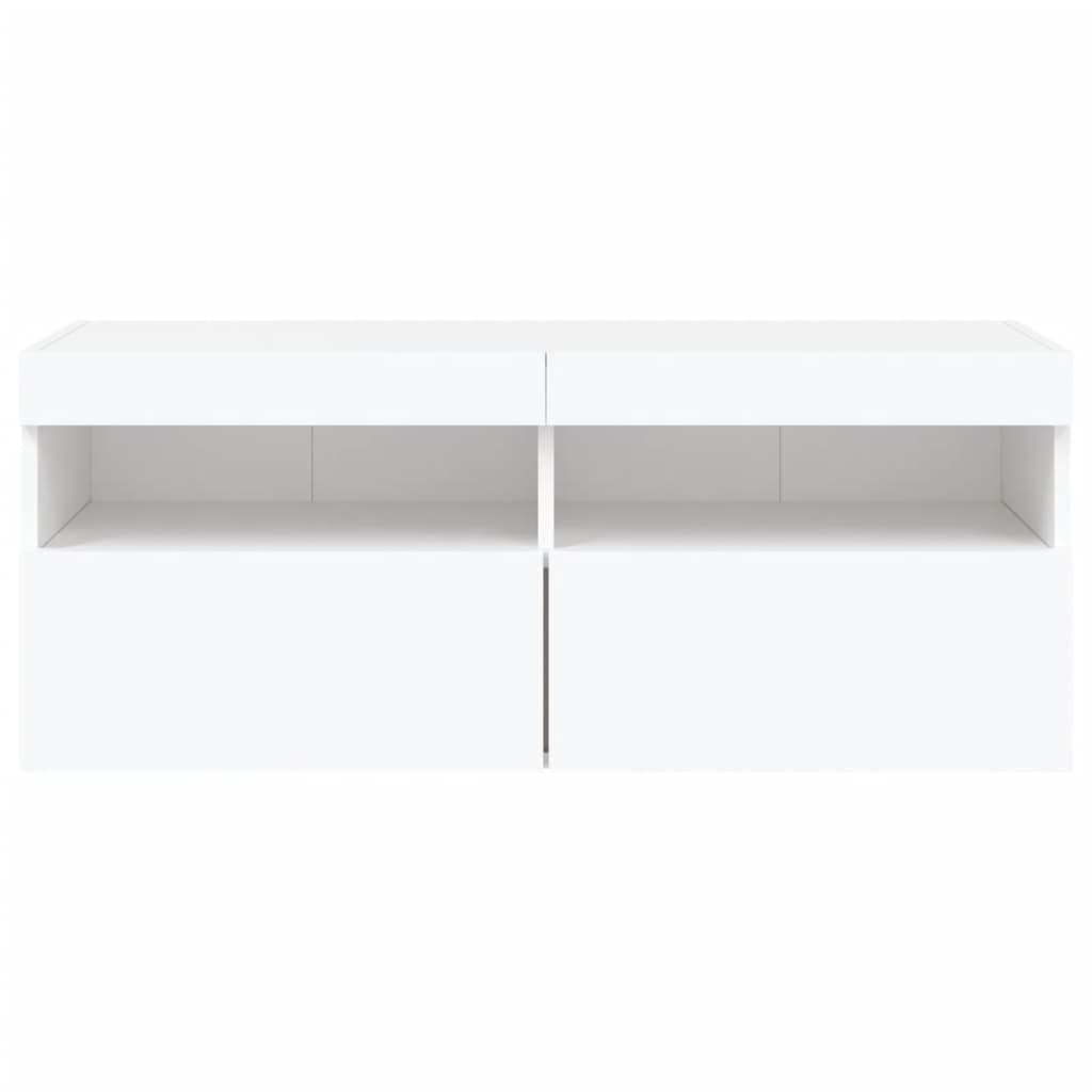 TV-Wandschrank mit LED-Leuchten Weiß 100x30x40 cm