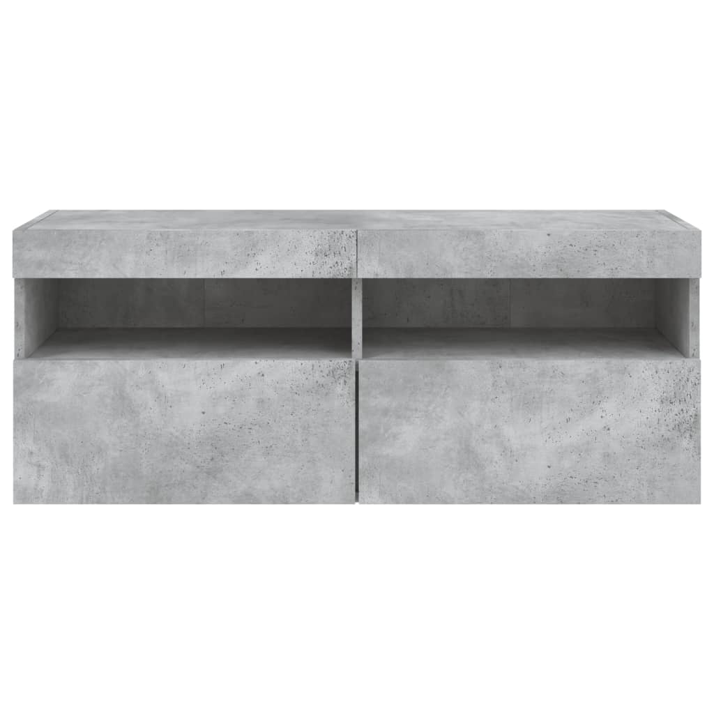 TV-Wandschrank mit LED-Leuchten Betongrau 100x30x40 cm