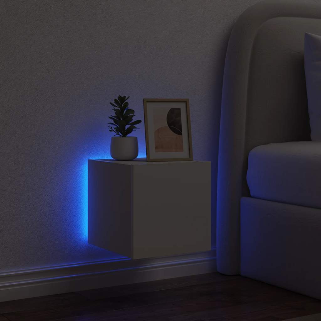 TV-Wandschrank mit LED-Leuchten Weiß 30,5x35x30 cm