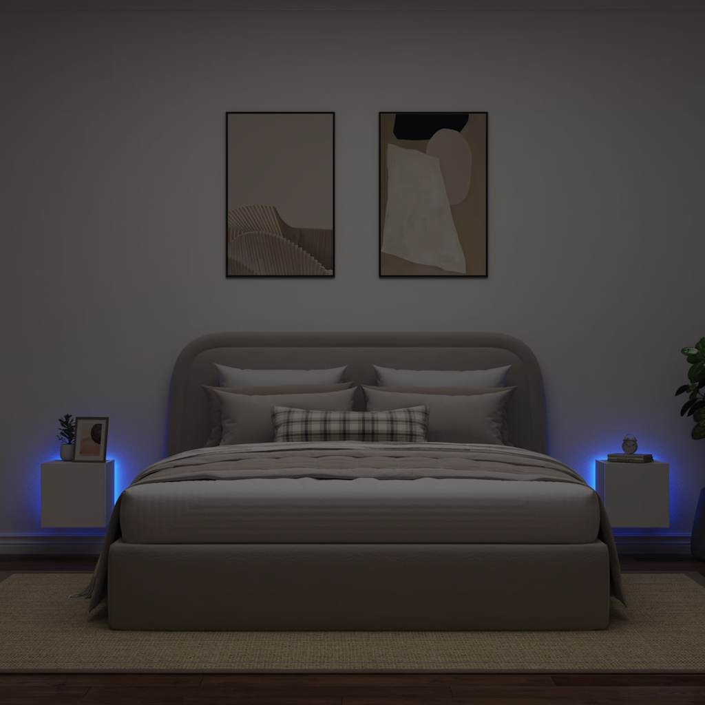 TV-Wandschränke mit LED-Leuchten 2 Stk. Weiß 30,5x35x30 cm