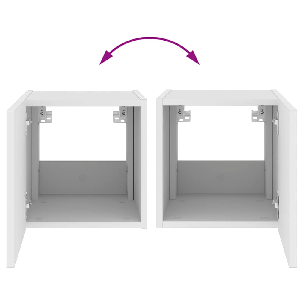 TV-Wandschränke mit LED-Leuchten 2 Stk. Weiß 30,5x35x30 cm