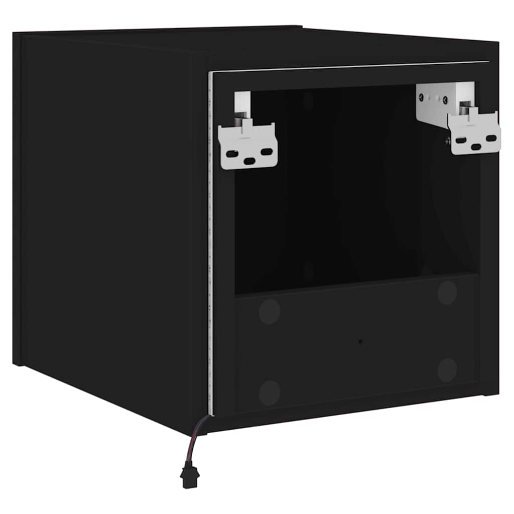 TV-Wandschränke mit LED-Leuchten 2 Stk. Schwarz 30,5x35x30 cm