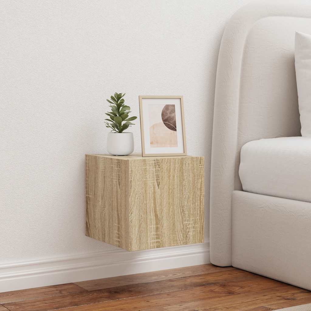 TV-Wandschränke mit LED-Leuchten 2 Stk. Sonoma-Eiche