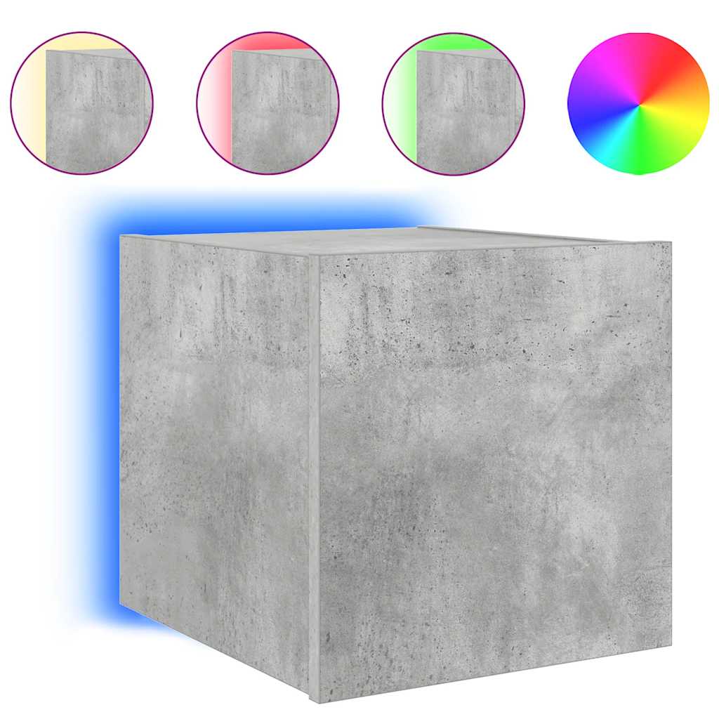 TV-Wandschrank mit LED-Leuchten Betongrau 30,5x35x30 cm