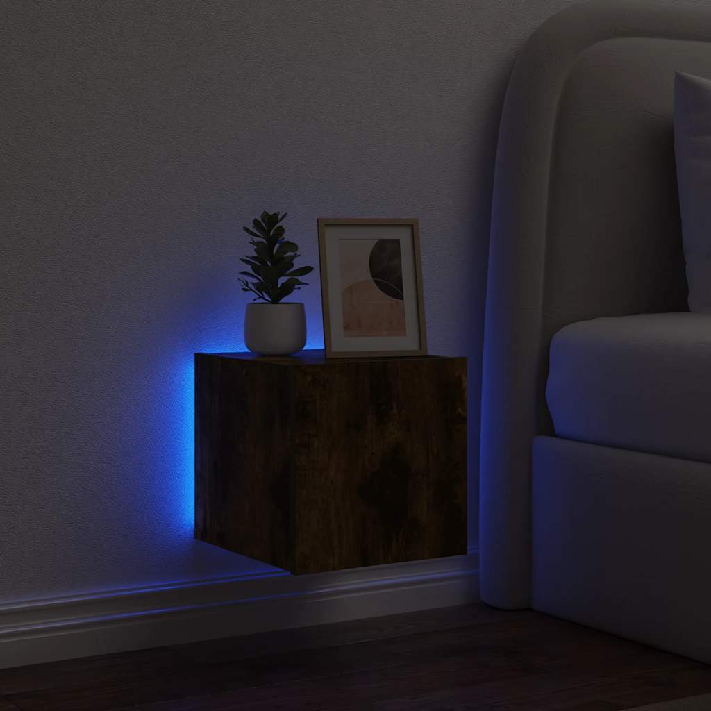 TV-Wandschrank mit LED-Leuchten Räuchereiche 30,5x35x30 cm