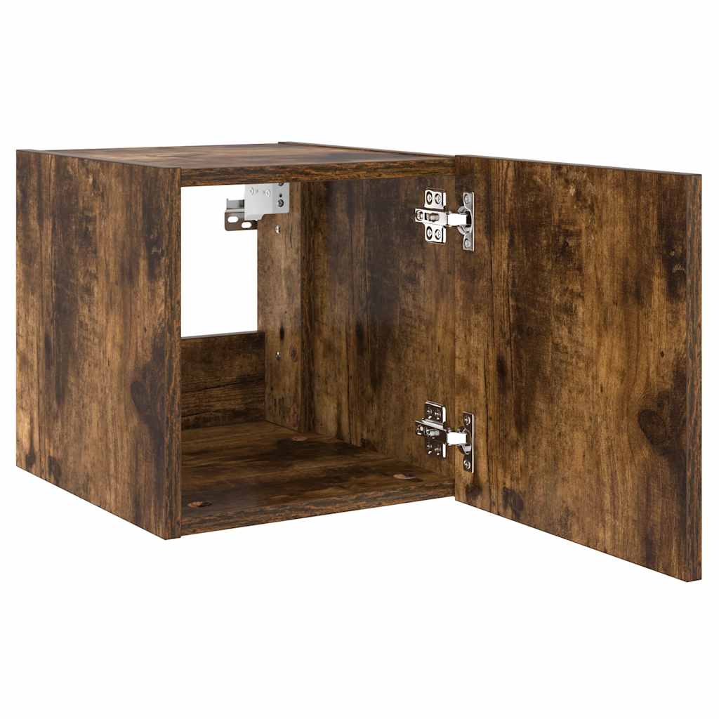 TV-Wandschrank mit LED-Leuchten Räuchereiche 30,5x35x30 cm