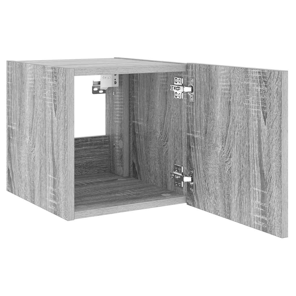 TV-Wandschrank mit LED-Leuchten Grau Sonoma 30,5x35x30 cm