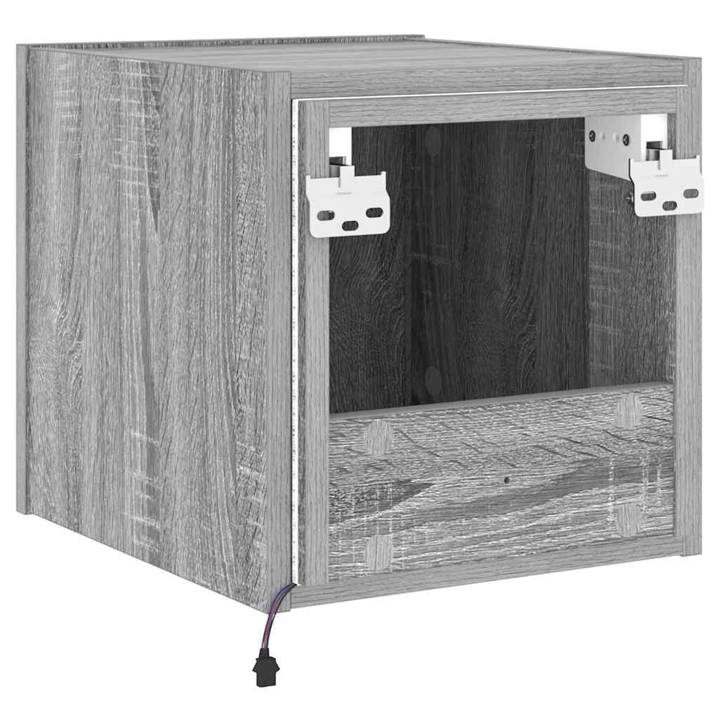 TV-Wandschrank mit LED-Leuchten Grau Sonoma 30,5x35x30 cm