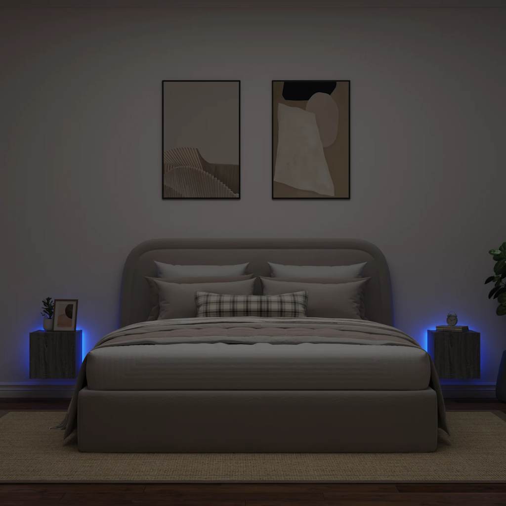 TV-Wandschränke mit LED-Leuchten 2Stk. Grau Sonoma 30,5x35x30cm