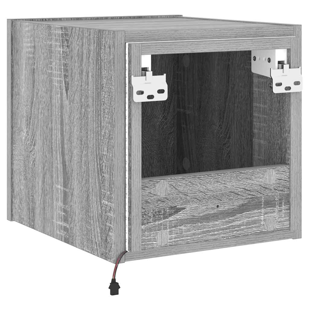 TV-Wandschränke mit LED-Leuchten 2Stk. Grau Sonoma 30,5x35x30cm