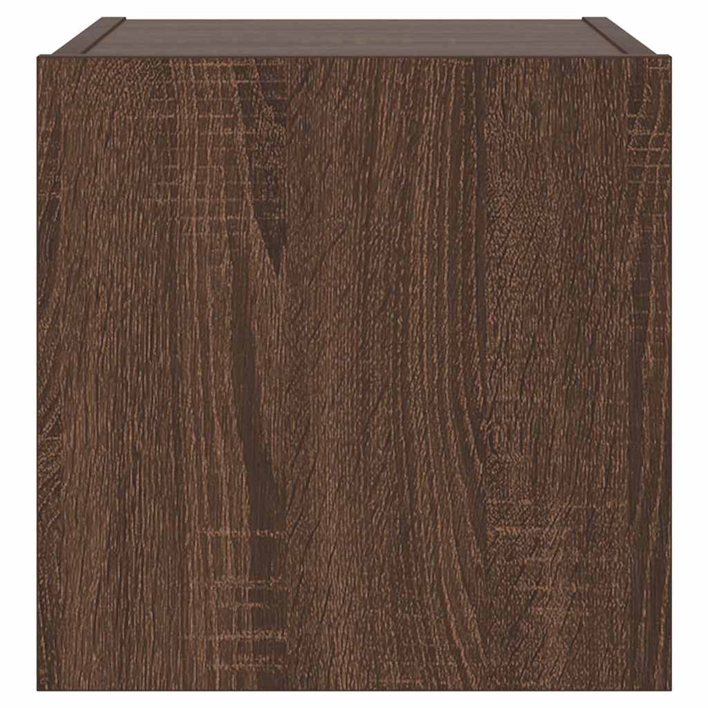 TV-Wandschrank mit LED-Leuchten Braun Eichen-Optik 30,5x35x30cm