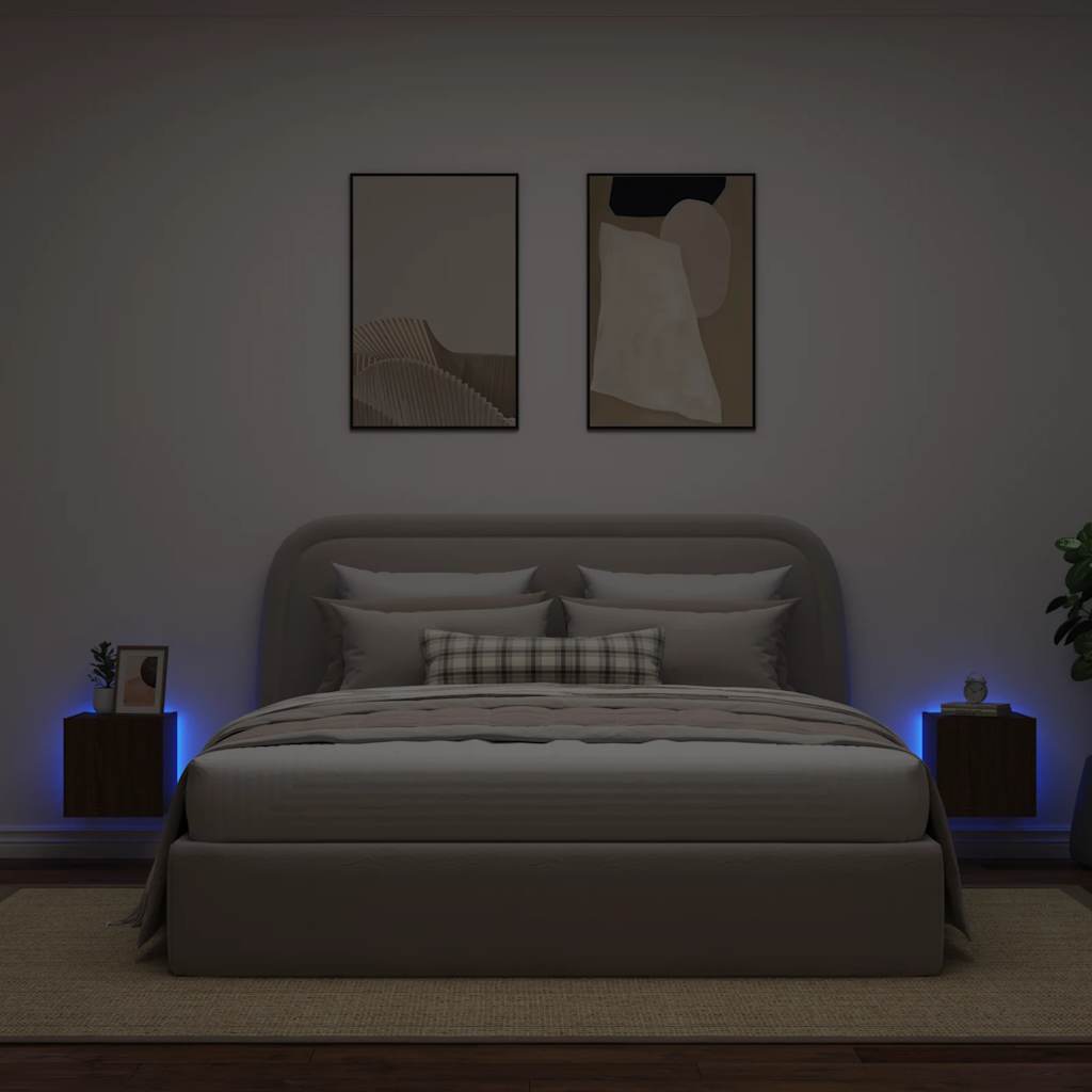 TV-Wandschränke mit LED-Leuchten 2 Stk. Braun Eichen-Optik