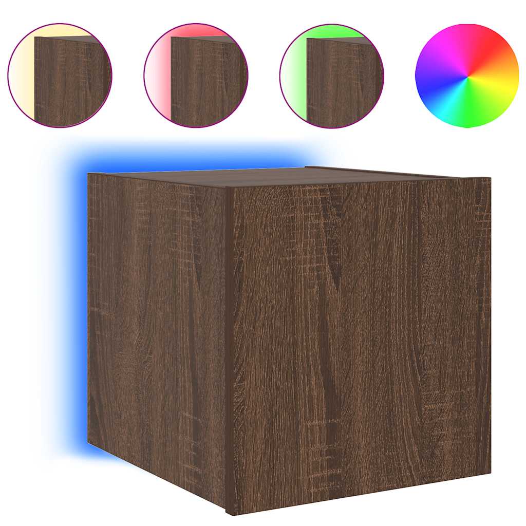 TV-Wandschränke mit LED-Leuchten 2 Stk. Braun Eichen-Optik