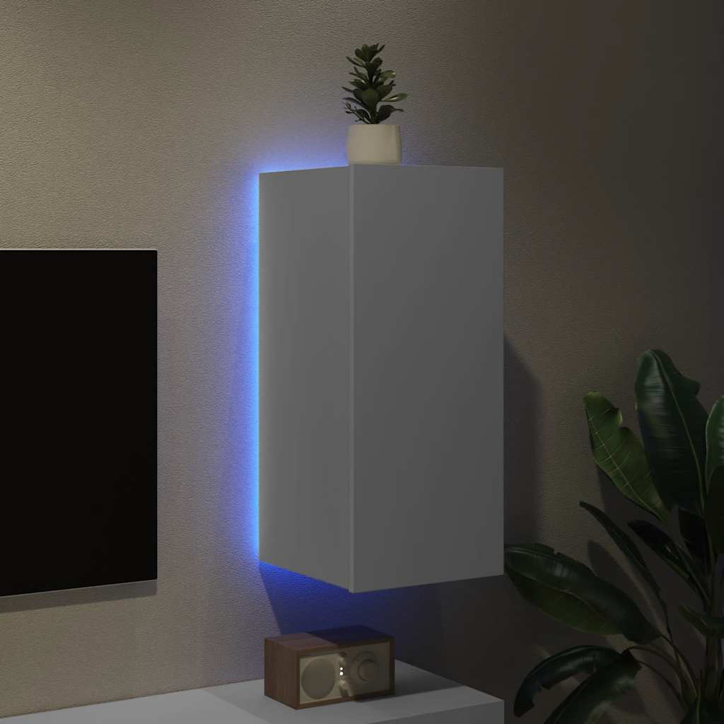 TV-Wandschrank mit LED-Leuchten Weiß 30,5x35x70 cm