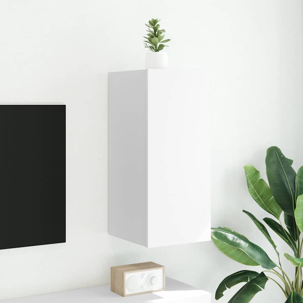 TV-Wandschrank mit LED-Leuchten Weiß 30,5x35x70 cm