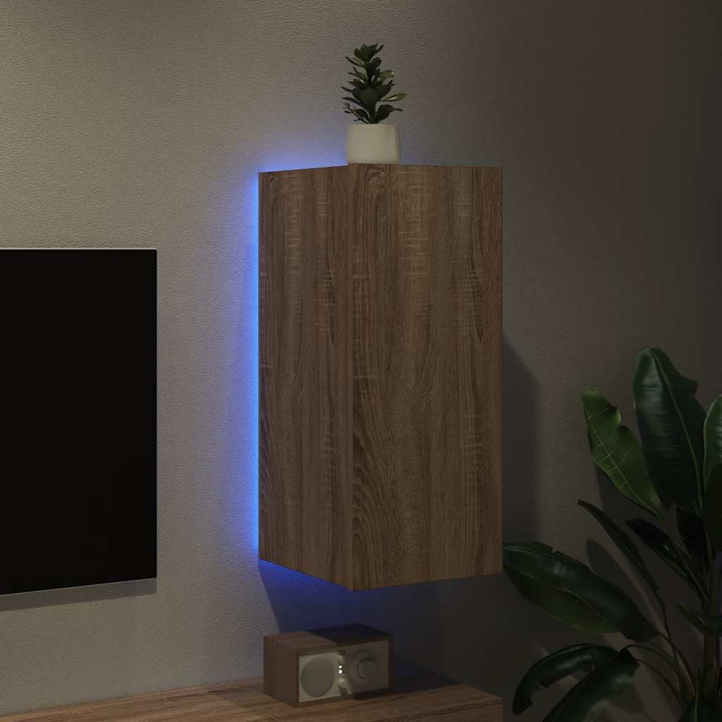 TV-Wandschrank mit LED-Leuchten Sonoma-Eiche 30,5x35x70 cm