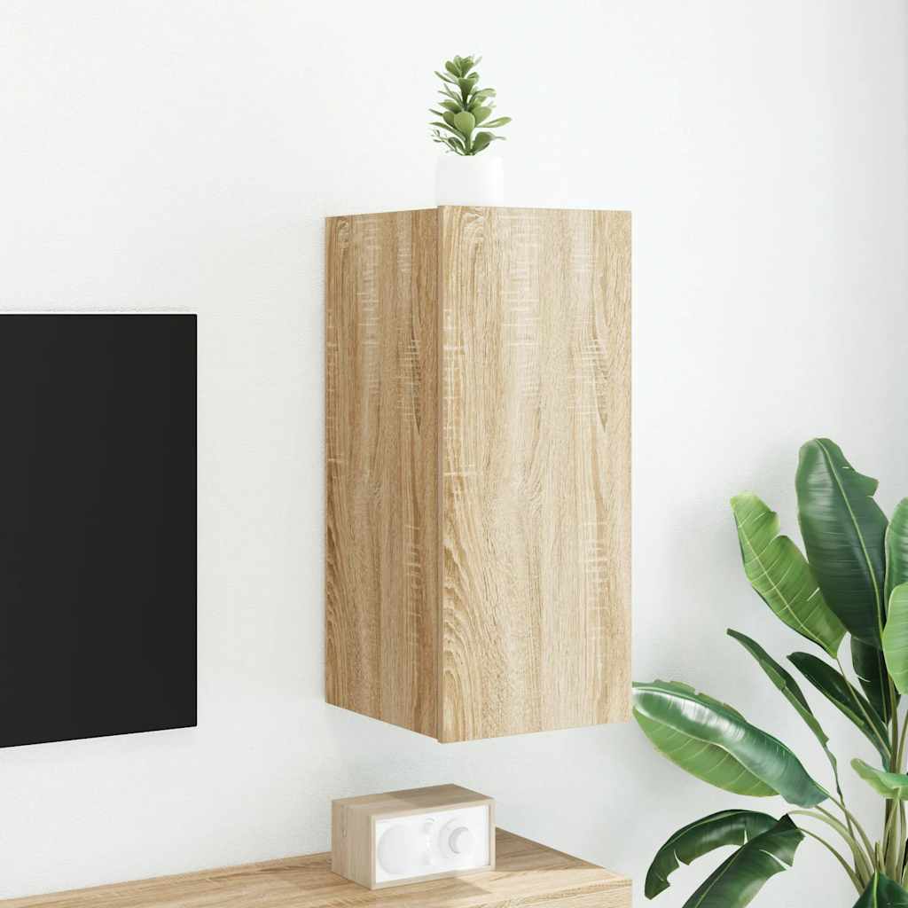 TV-Wandschrank mit LED-Leuchten Sonoma-Eiche 30,5x35x70 cm