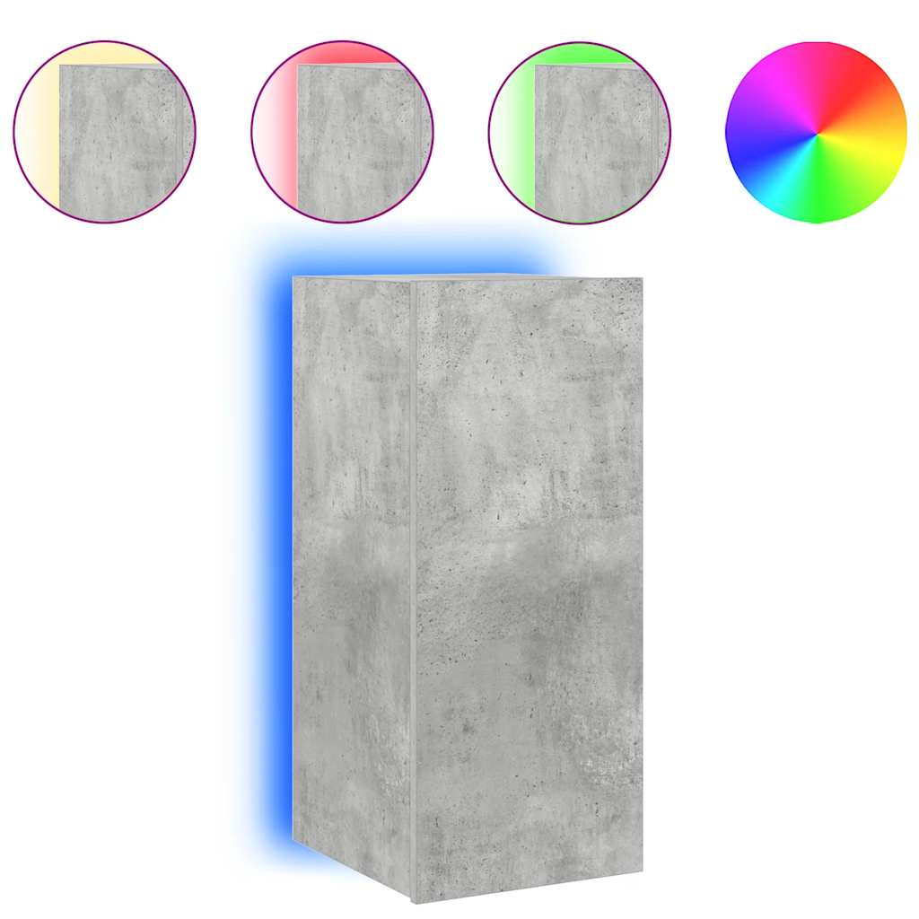TV-Wandschrank mit LED-Leuchten Betongrau 30,5x35x70 cm