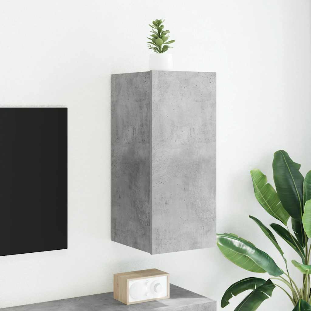 TV-Wandschrank mit LED-Leuchten Betongrau 30,5x35x70 cm