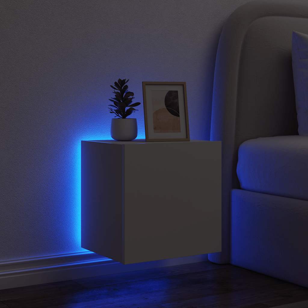 TV-Wandschrank mit LED-Leuchten Weiß 40,5x35x40 cm