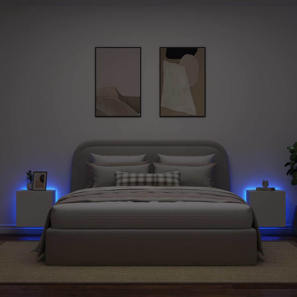 TV-Wandschränke mit LED-Leuchten 2 Stk. Weiß 40,5x35x40 cm