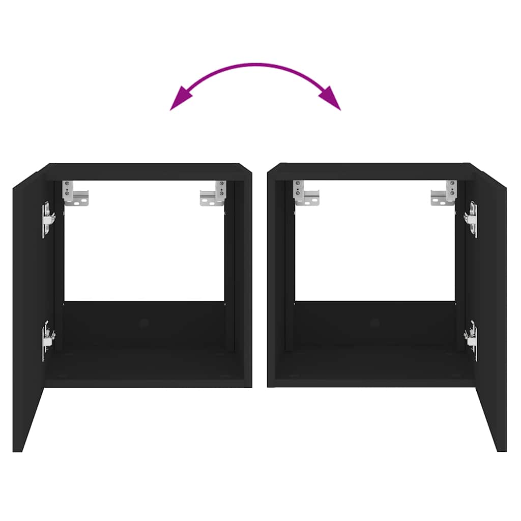 TV-Wandschrank mit LED-Leuchten Schwarz 40,5x35x40 cm