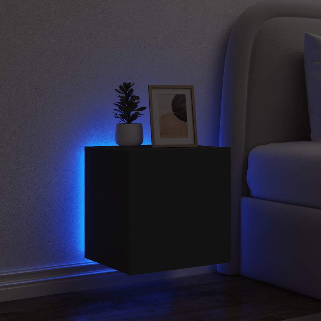 TV-Wandschrank mit LED-Leuchten Schwarz 40,5x35x40 cm