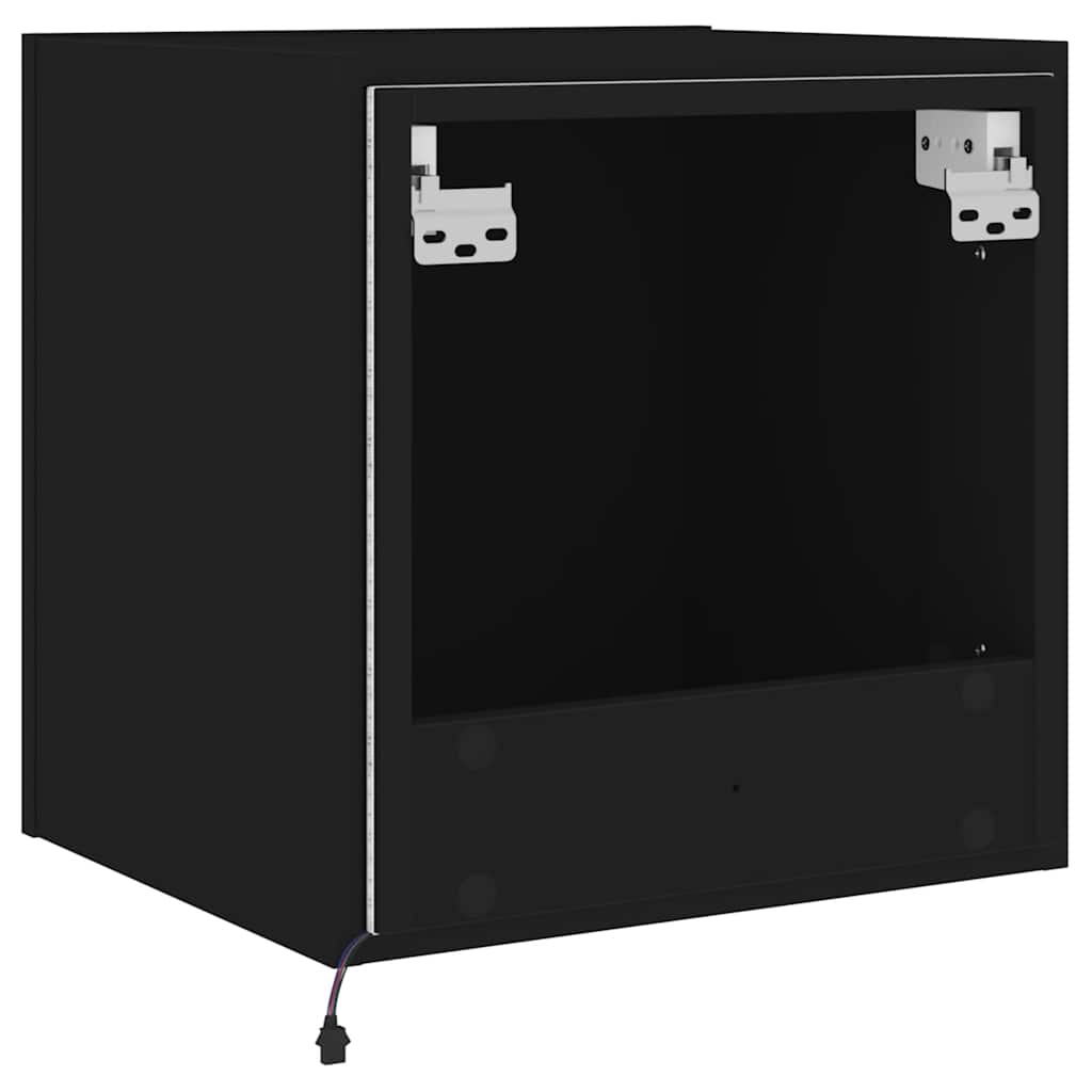 TV-Wandschränke mit LED-Leuchten 2 Stk. Schwarz 40,5x35x40 cm