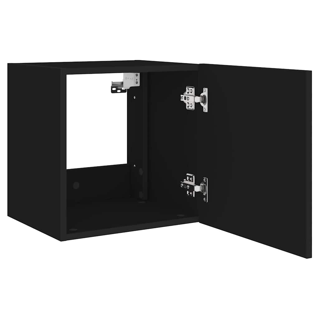 TV-Wandschränke mit LED-Leuchten 2 Stk. Schwarz 40,5x35x40 cm
