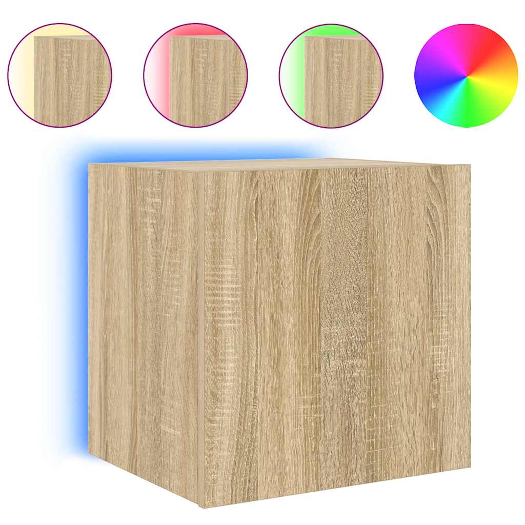 TV-Wandschränke mit LED-Leuchten 2 Stk. Sonoma-Eiche