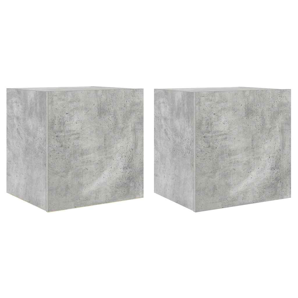 TV-Wandschränke mit LED-Leuchten 2 Stk. Betongrau 40,5x35x40 cm